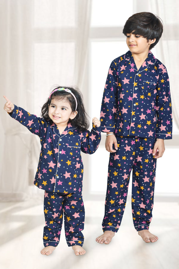 Stars print Full-sleeves Night suit