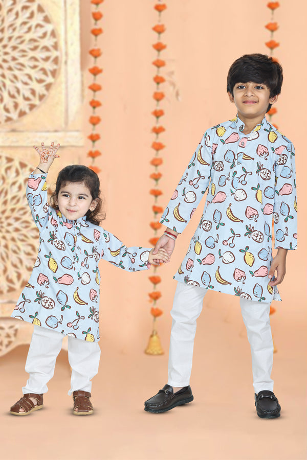 Fruit Print Kurta Pajama