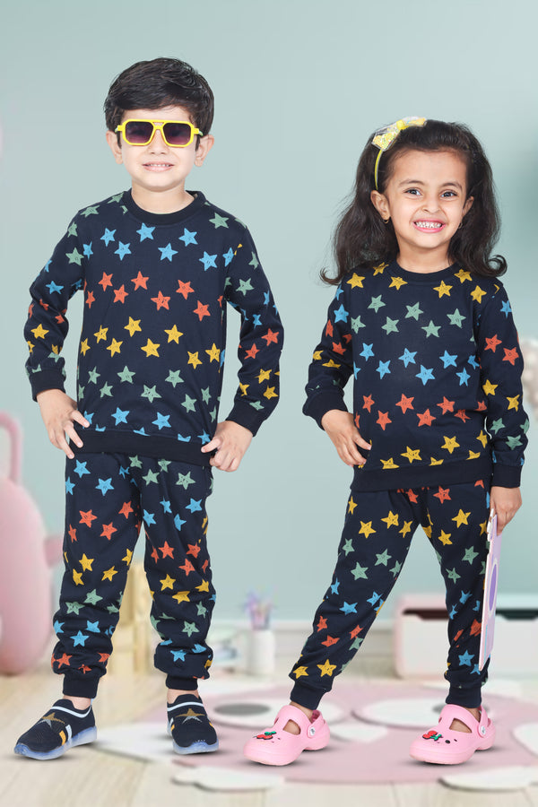 Stars print Unisex Navy Blue Co-Ord set