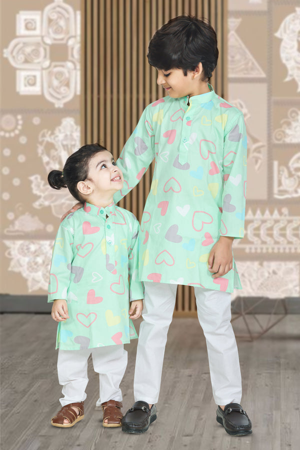 Hearts Print Kurta Pajama