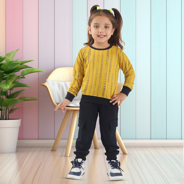 Mustard Stripes Printed Unisex Set