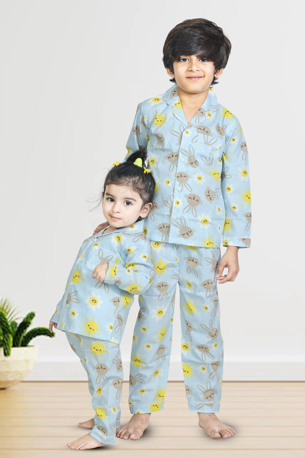 Sun-Rabbit print Full-sleeves Night suit