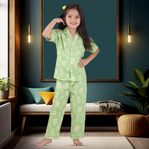 Pineapples Printed Half-Sleeves Night Suit