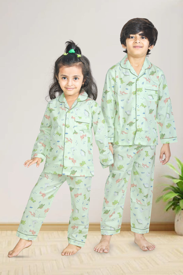 Dinosaur print Full-sleeves Night suit