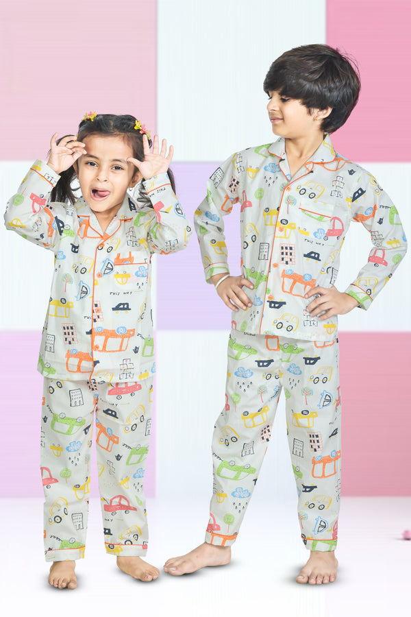 Vehicle print Full-sleeves Night suit