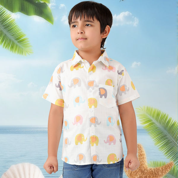 Elephants Printed Cotton Shirt